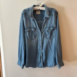 American Eagle Outfitters Light Blue Denim Shirt